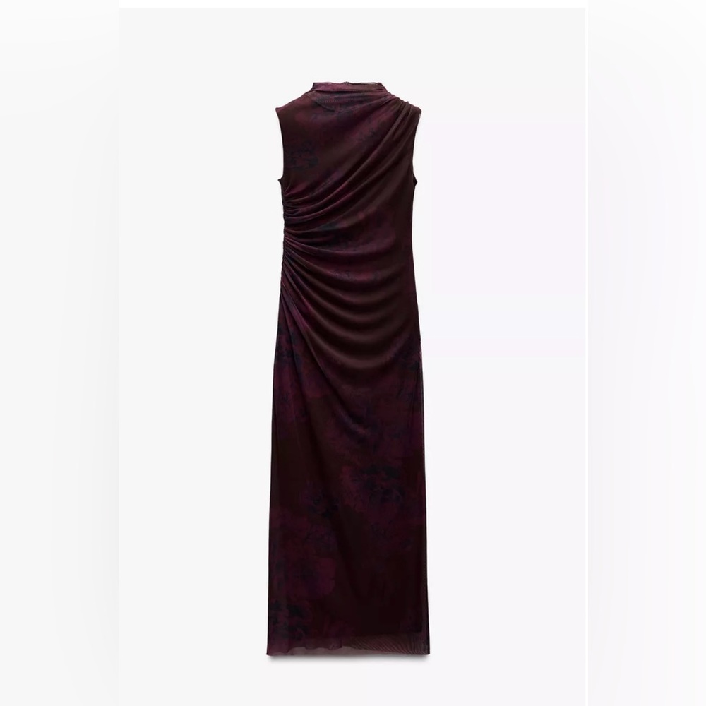 Zara Draped Printed Tulle Dress